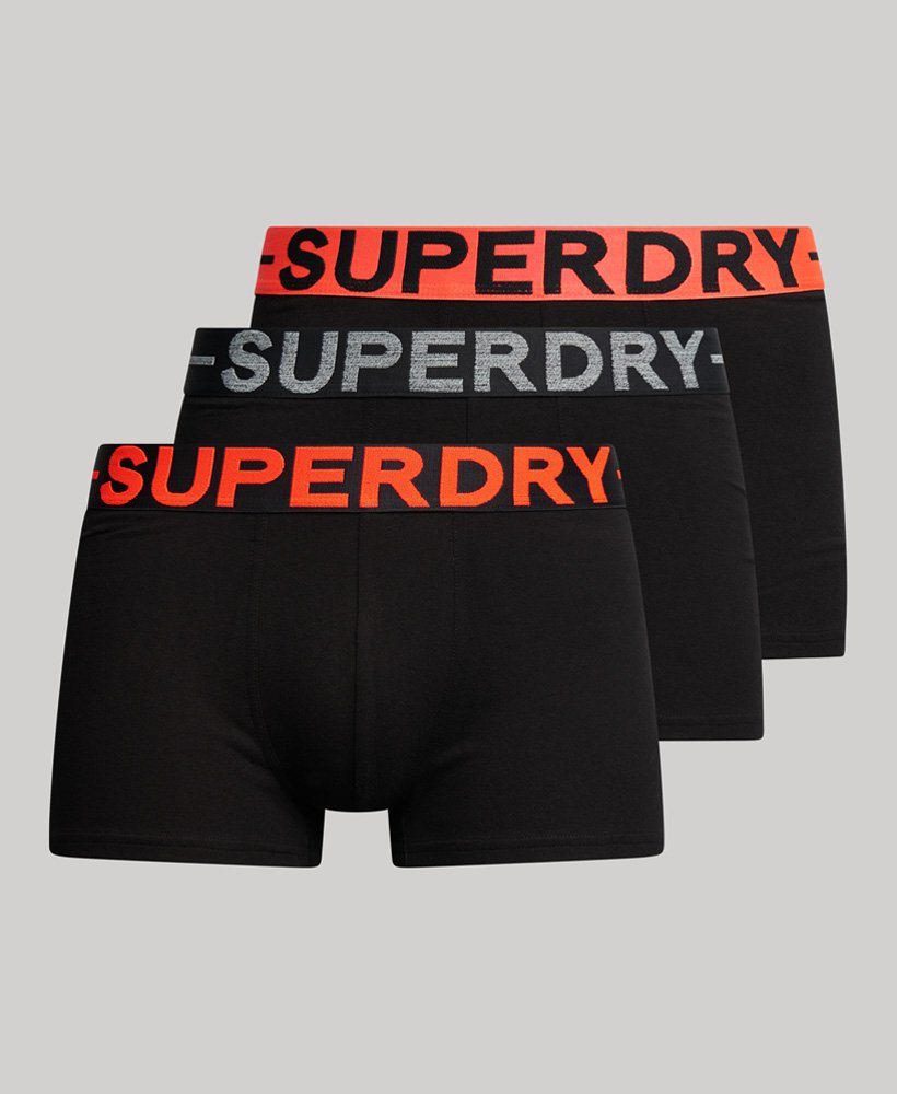 biologische katoenen boxershorts driepack in zwartoranje.