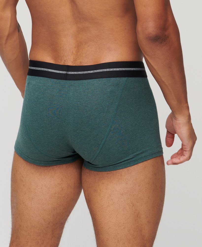 biologische katoenen boxershorts driepack in donker indigoblauw gemêleerdbuckgroen gemêleerdhikerood gemêleerd