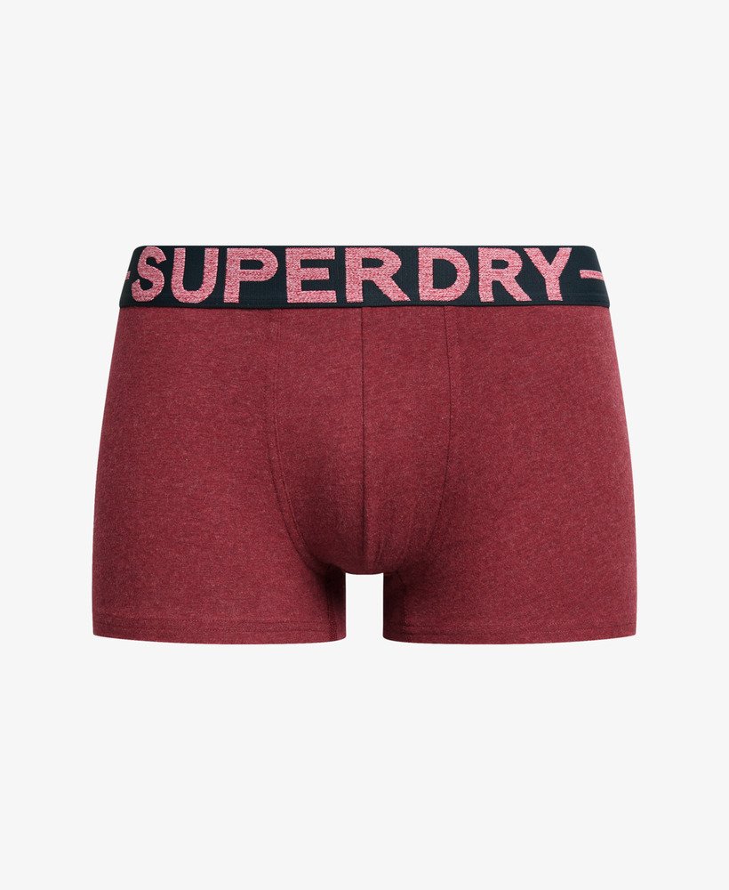 biologische katoenen boxershorts driepack in bessenrood gemêleerdmiddenrood gemêleerddonker indigoblauw gemêleerd
