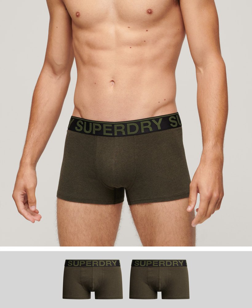 biologische katoenen boxershorts dubbelpakket in winterse kaki kleur.