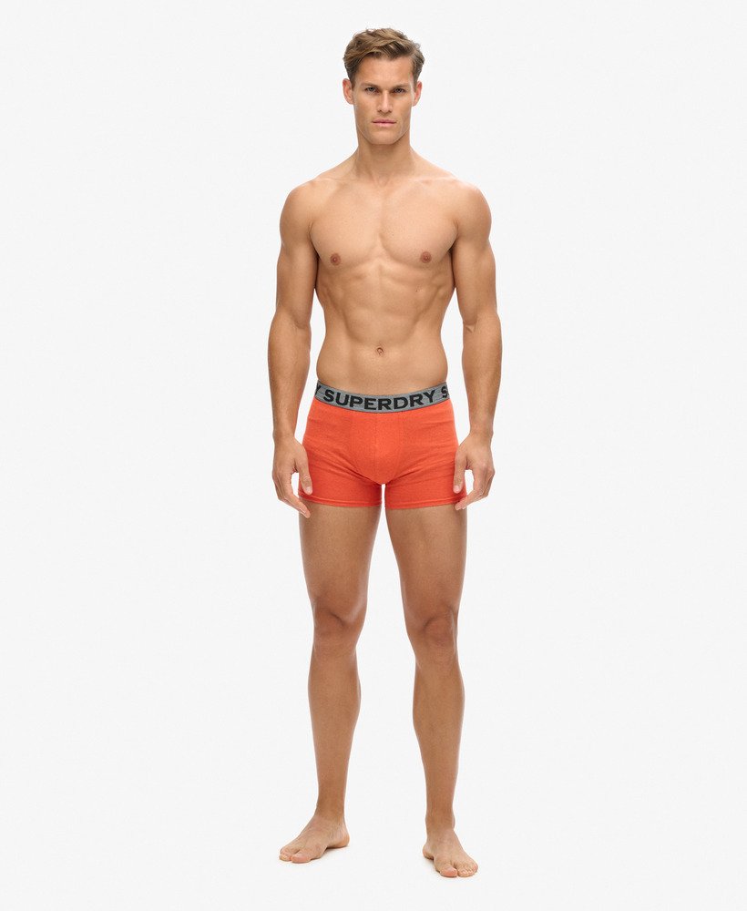 biologisch katoenen boxershorts driepack in zwartfeloranje gemêleerdnoos grijs gemêleerd