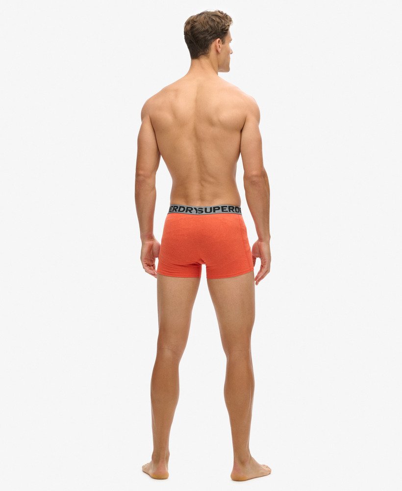 biologisch katoenen boxershorts driepack in zwartfeloranje gemêleerdnoos grijs gemêleerd