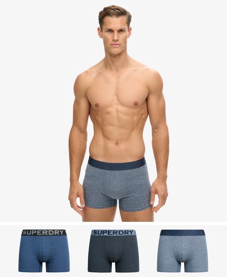 biologisch katoenen boxershorts driepack in mat marineblauwdonker indigo gemêleerdmarineblauw gemêleerd