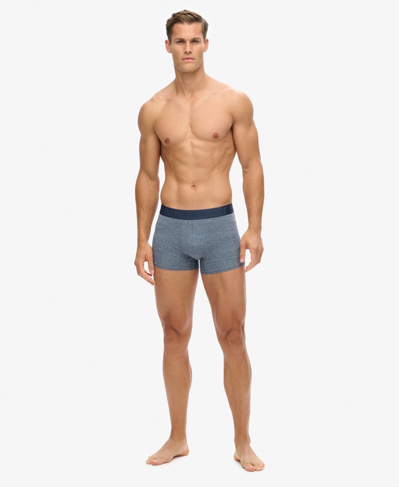 biologisch katoenen boxershorts driepack in mat marineblauwdonker indigo gemêleerdmarineblauw gemêleerd