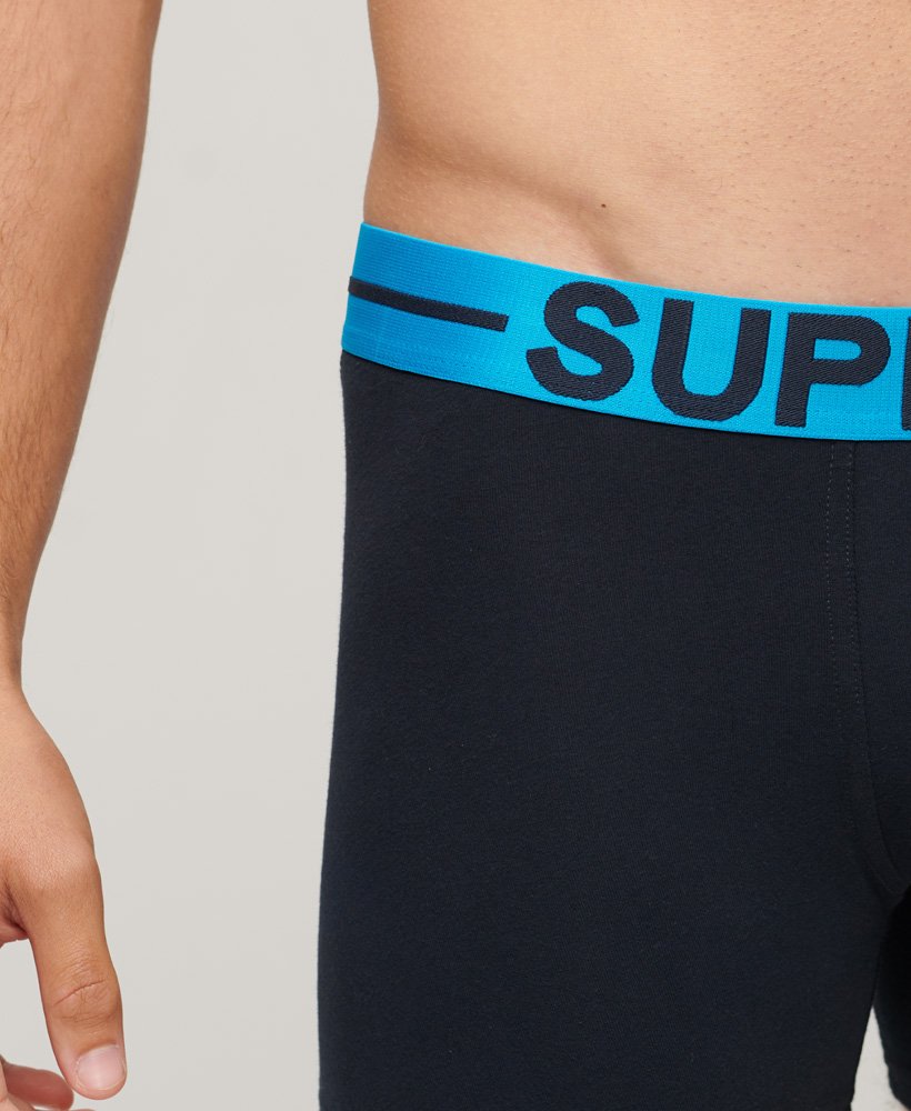 biologisch katoenen boxershorts set van drie stuks in donker indigoblauw gemêleerdeclipse marineblauwrood