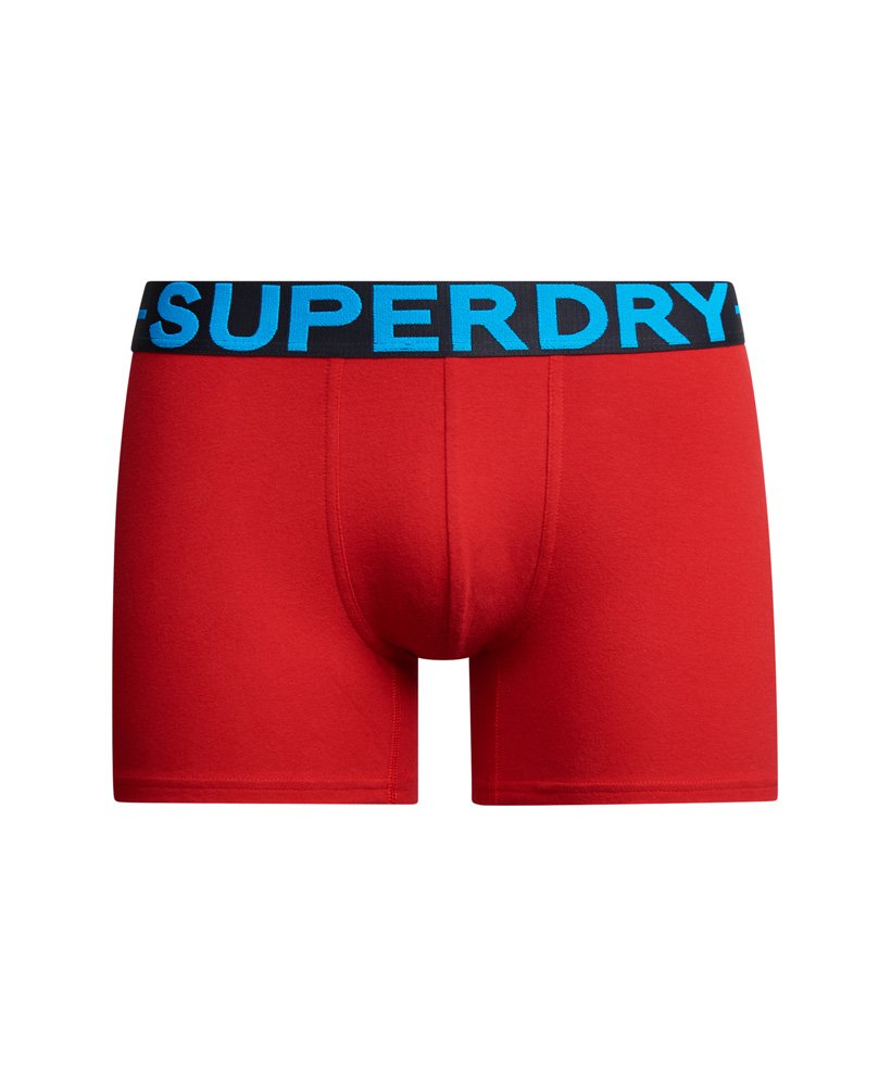 biologisch katoenen boxershorts set van drie stuks in donker indigoblauw gemêleerdeclipse marineblauwrood