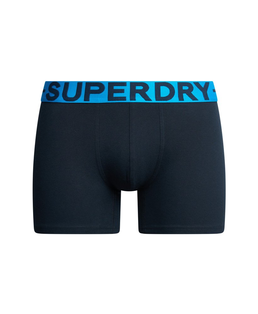 biologisch katoenen boxershorts set van drie stuks in donker indigoblauw gemêleerdeclipse marineblauwrood