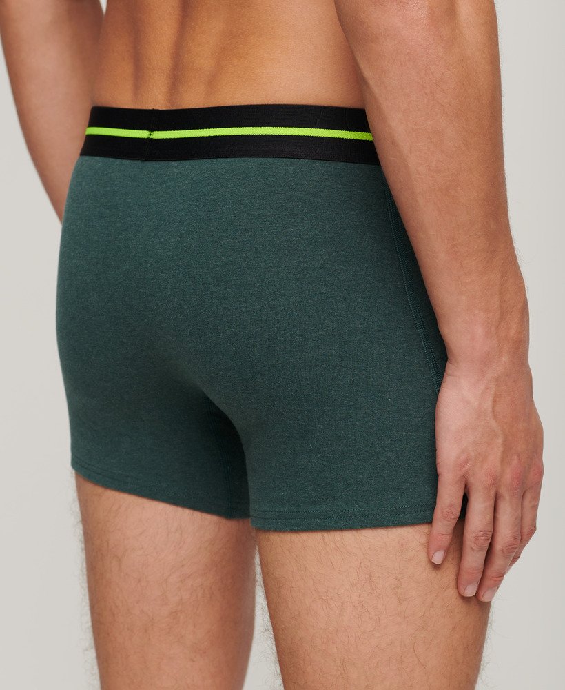 biologisch katoenen boxershorts driepack in raven black marlbuck green marlfresh green marl.