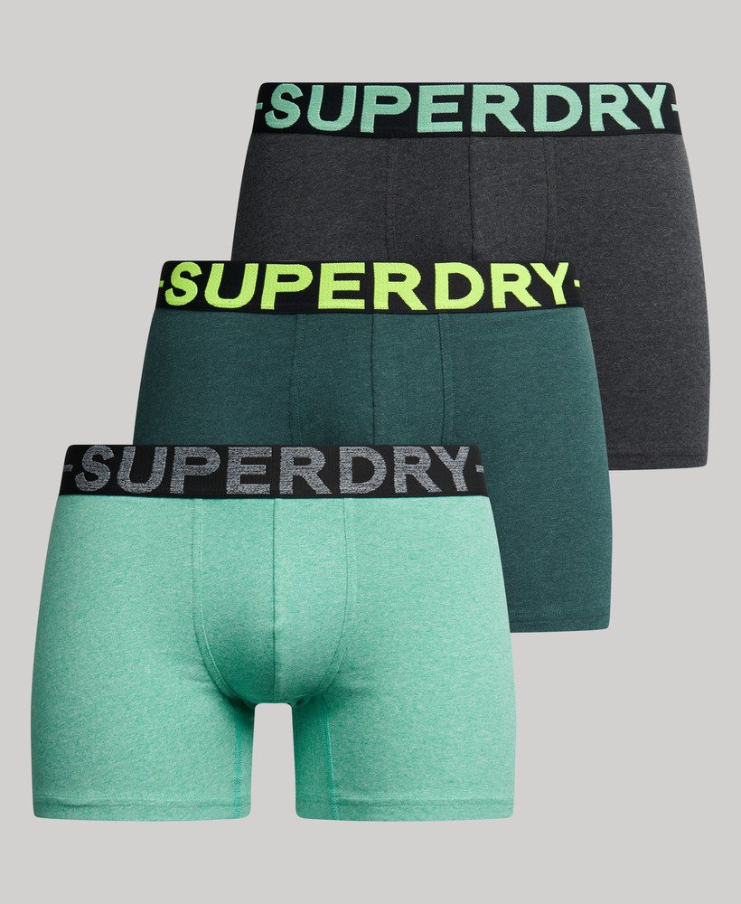 biologisch katoenen boxershorts driepack in raven black marlbuck green marlfresh green marl.