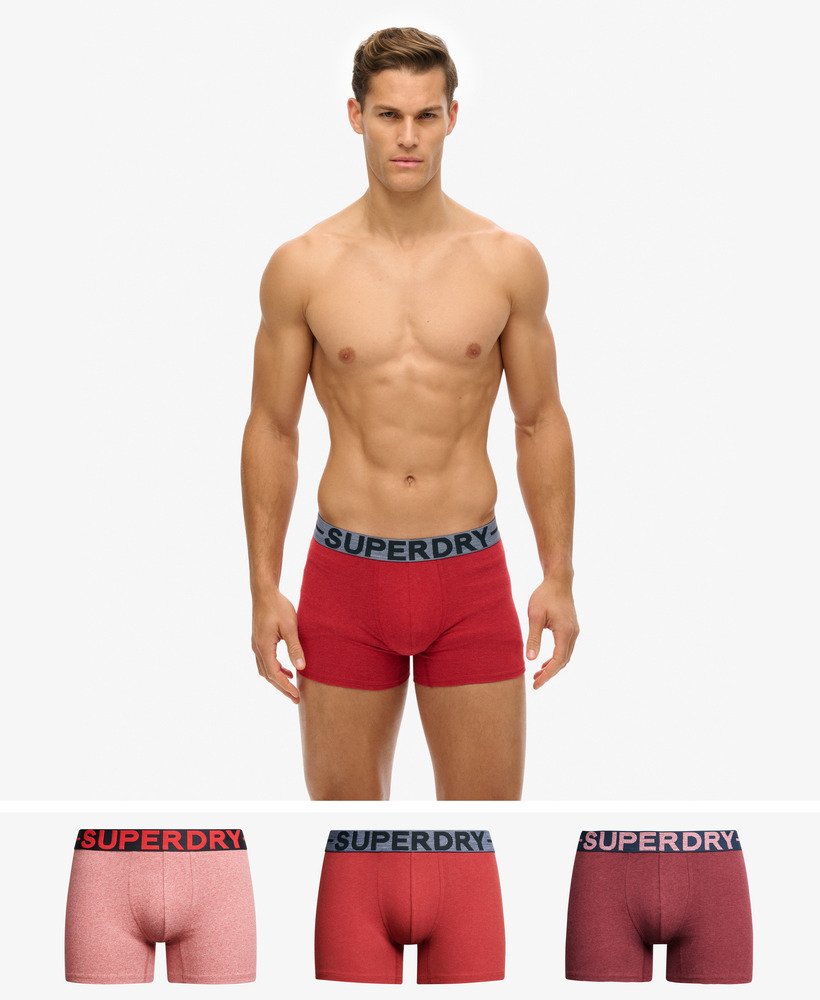biologisch katoenen boxershorts driepack in berry red marlhike red marlmid red grit.