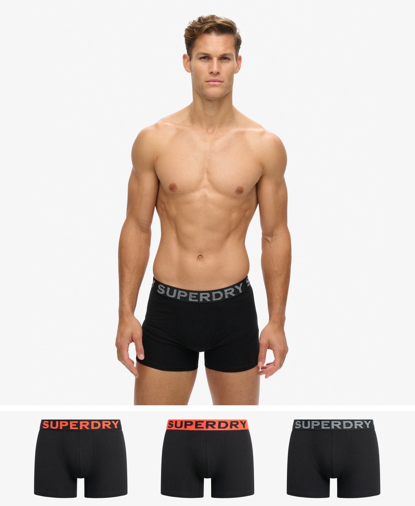 biologisch katoenen boxershorts driepack in zwartoranje.