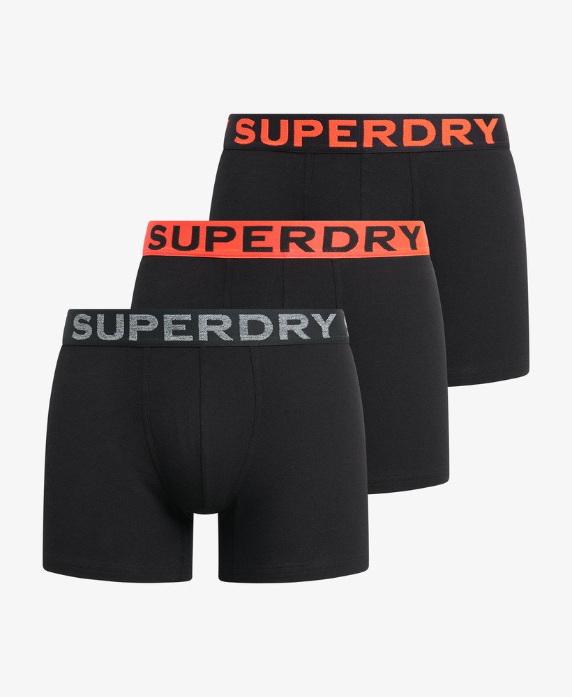 biologisch katoenen boxershorts driepack in zwartoranje.